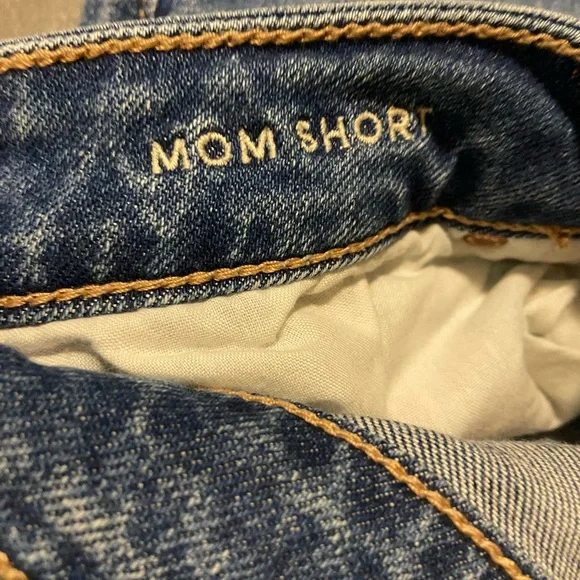 American Eagle Size 12 Distressed Blue Denim Jean Mom Shorts - Picture 3 of 4